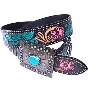 NEW American Bison Womens Sz 34/36 (M) Genuine Leather Stitch Hand Crafted Belt